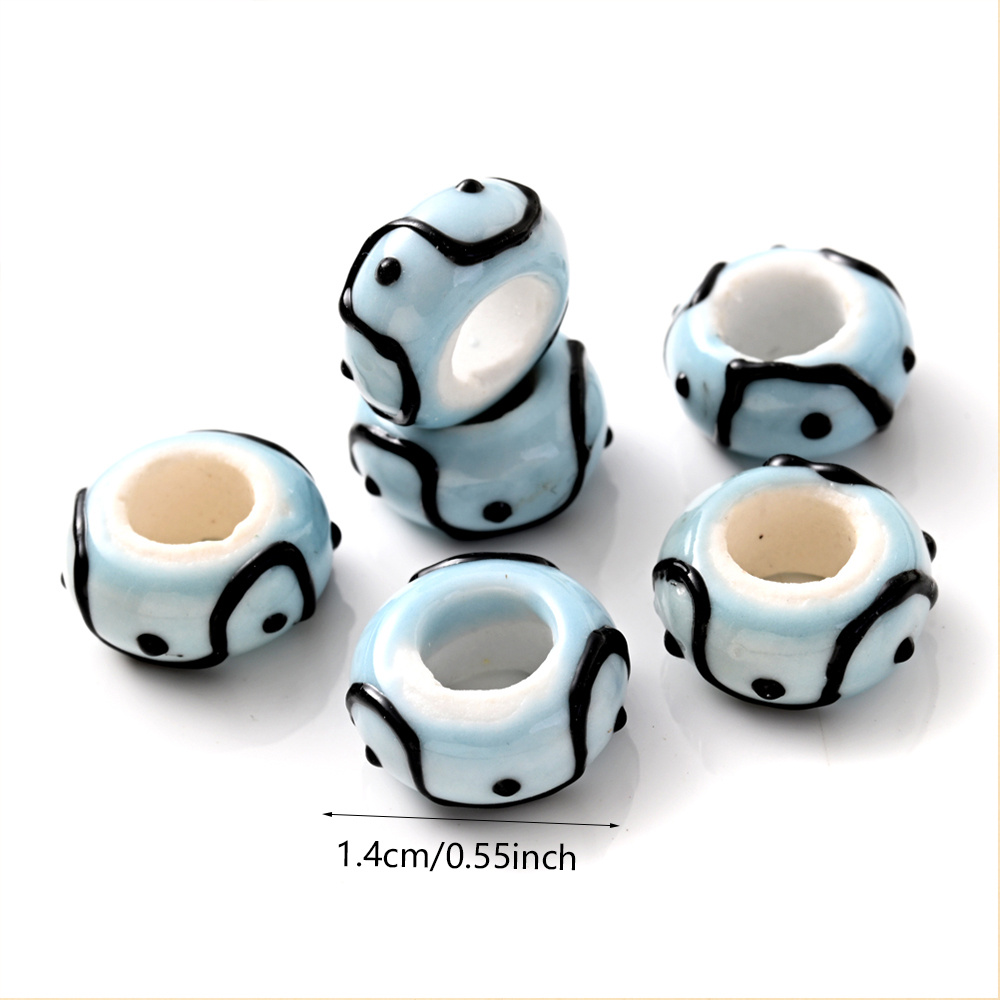 5pcs Colorful Hand-Painted Ceramic Decorative Beads